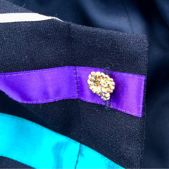 Vintage 80’s Maggy London Petites Striped Ribbon Cropped Blazer Sz. 6 - Picture 3 of 13